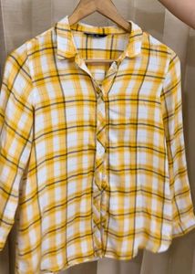 Yellow Plaid Button-Up Shirt
