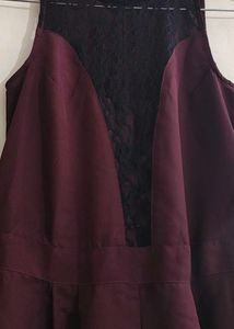 Elegant Burgundy Lace Panel Dress