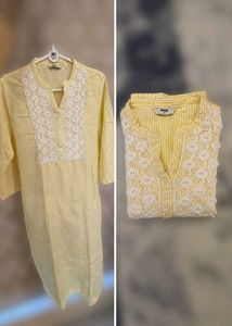 Max Yellow Striped Lace kurta