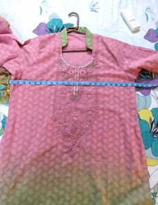 Ombre Pink And Green Kurta Set