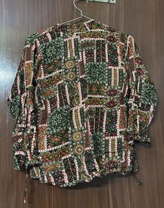 Bohemian Print Kurta with Lace Detail