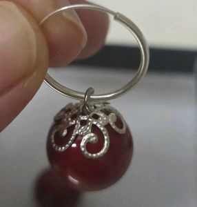 Burgundy Ball Hoop Earrings 925 silver