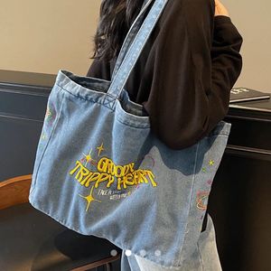 Embroidered Denim Tote Bag