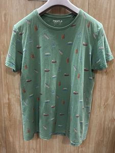 People Men's Green Printed T-Shirt