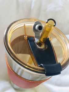 Stylish Glass Tumbler with Straw