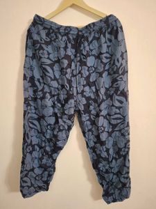 Blue Floral Cropped Pants