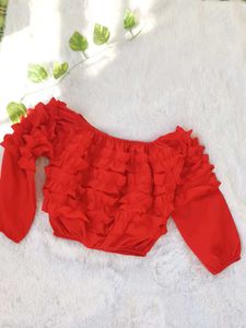 Red Ruffled Off-Shoulder Top