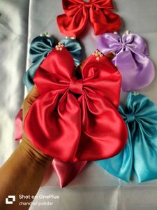 Satin Bow Hair Clips - Set of 6