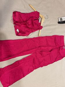 Zara Pink Ruched Sleeveless Top with pants