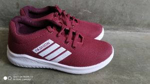Mehroon And White Color Shoes