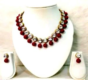 Elegant Red & Crystal Necklace Set