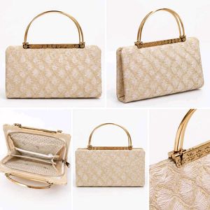 Elegant Clutch Handbag with Gold Handle