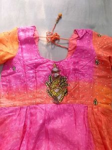 Handstitched Pink &amp; Orange Embroidered Kurti✨️