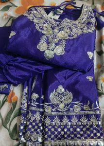 Stunning Purple Kurta Set with Silver Embroidery