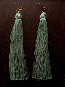 Long Green Tassel Earrings