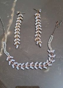 Crystal Leaf Necklace &amp; Earring Set