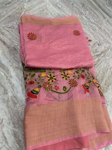 Beautiful Pink Embroidered Saree