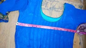 Blue &amp; Gold Embellished Anarkali