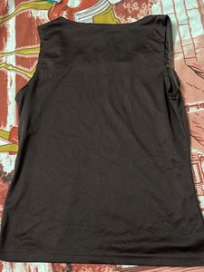 Brown Lace Trim Tank Top