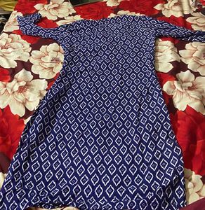 Blue &amp; White Printed Kurta