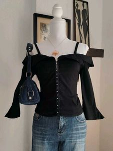 Off-Shoulder Black Top