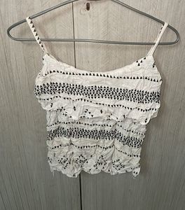 Cute White Patterned Top