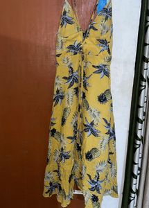 Tropical Pineapple Print Yellow Sundress – Bust 32