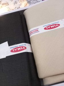 Vimal Unstitched Suit Fabric - Black &amp; Beige