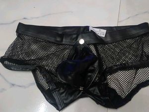 Men's Mesh &amp; Faux Leather Briefs