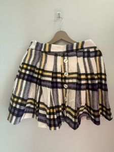 Plaid Button-Front Mini Skirt