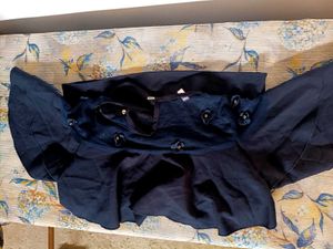 Chic Navy Blue Ruffle Top
