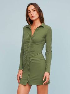 Green Shirt Ruched Dress