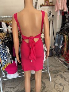 Newme Hot Pink Ruched Bodycon Dress