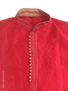 Men's Maroon Silk Kurta Set