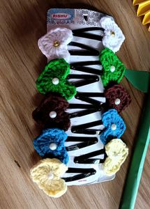 Cute Crochet Heart Hair Clips Set