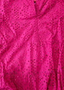 Vibrant Pink Broderie Tiered Dress