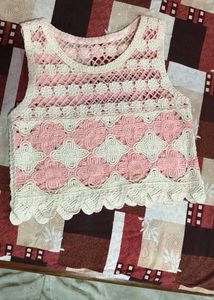 Crochet Lace Trim Crop Top