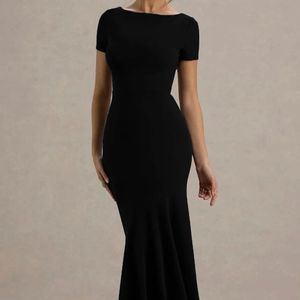 Black Flared Hem Dress bodycon with combo of
