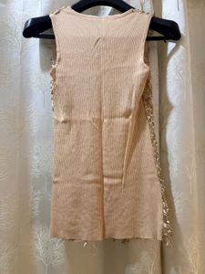 Sparkling Sequin Golden Mesh Tank Top