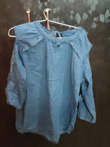 Cold Shoulder Denim Top