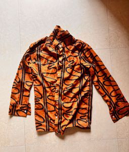 Abstract Print Button-Up Shirt