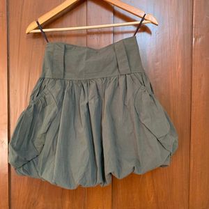 Olive Bubble Mini Skirt