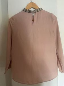Zara Elegant Beaded Collar Top