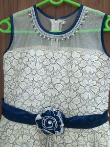 Elegant Floral Gown with Embellished Neckline