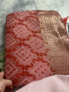 Elegant Pink Geometric Print Silk Saree