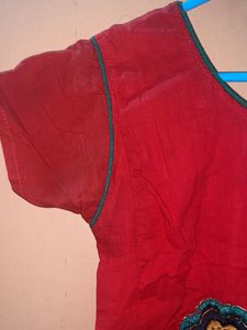 Red Coloured Embroidered Top