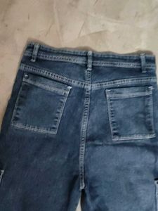 Women's Dark Wash Cargo Jeans