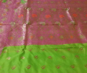 Lime Green Bangalore Pure Silk Saree