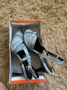 Zara Stylish Denim(faux) Slingback Heels