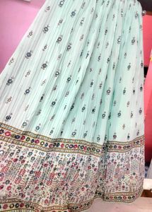 Mint Green mirror work Lehenga Set